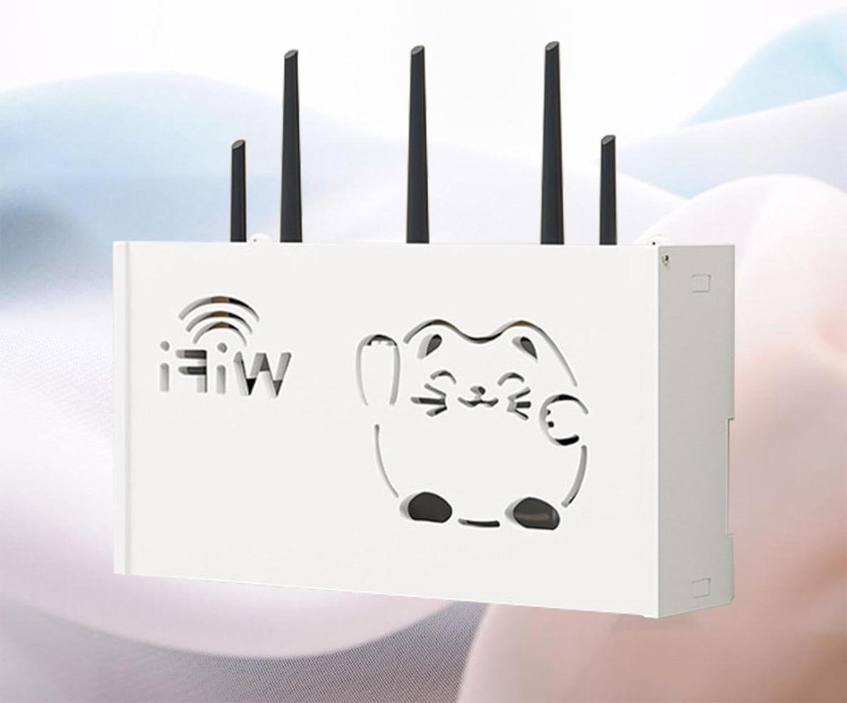 Router Opbergdoos - Wifi Houder - Kabel Organisatie - Goede Warmteafvoer - 38x20x8.5cm - Wit