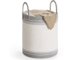 SONGMICS RLH060G01 - Wasmand van Katoentouw met Handgrepen - Voor Dekens en Kledingopslag - Geschikt voor Slaapkamer en Wasruimte