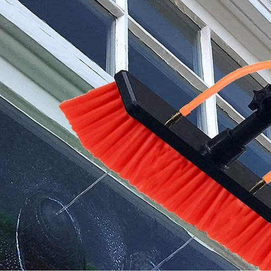 Reinigingsborstel Telescoop - Lange steel borstel - Ramen Zonnepanelen Wassen - Watertoevoer functie - Tot 10.8 Meter - Grijs van Merkloos	 — afbeelding 2