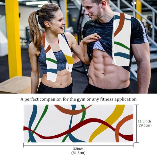 Sport Handdoeken - Microvezel Doeken - Workout Zweet Absorberen - Sneldrogend Materiaal - 2 Stuks 81x29 cm - Gekleurde Lijnen — afbeelding 5