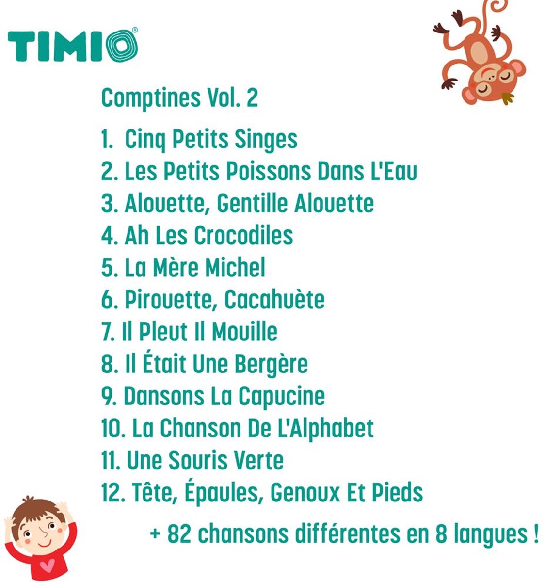 TIMIO Disk Set # 2: 5 Audio-Discs voor de TIMIO Player | Leer Getallen, 96 Kinderliedjes Vol. 2, Zeedieren, Vormen, Fruit | Alles in 8 Talen | Leerspeelgoed van 2 - 6 Jaar — afbeelding 7