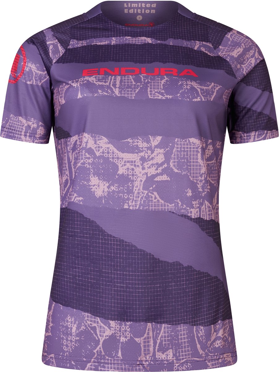 Endura Patchwork Dames Ltd Gedrukt S/s T-shirt Bramble - L - UNI