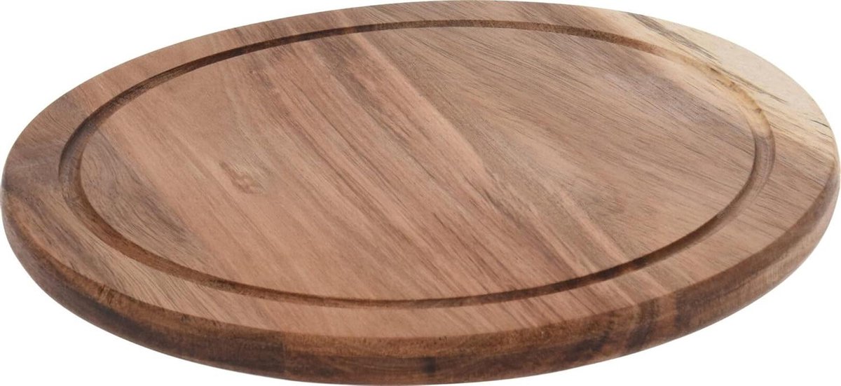 Snijplank Hout - Hakplank Ronde Plak - Keukenwerk - Met Sapgeul - Ø 30 cm - Bruin