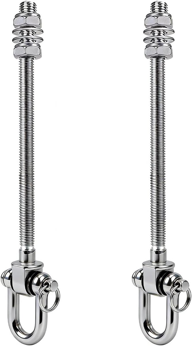 Schommelhaken met Lagers - Draaibare Haken Zwenkbouten - Hangmat Ophangen - Stille 180° Rotatie - M10 680 kg - Zilver