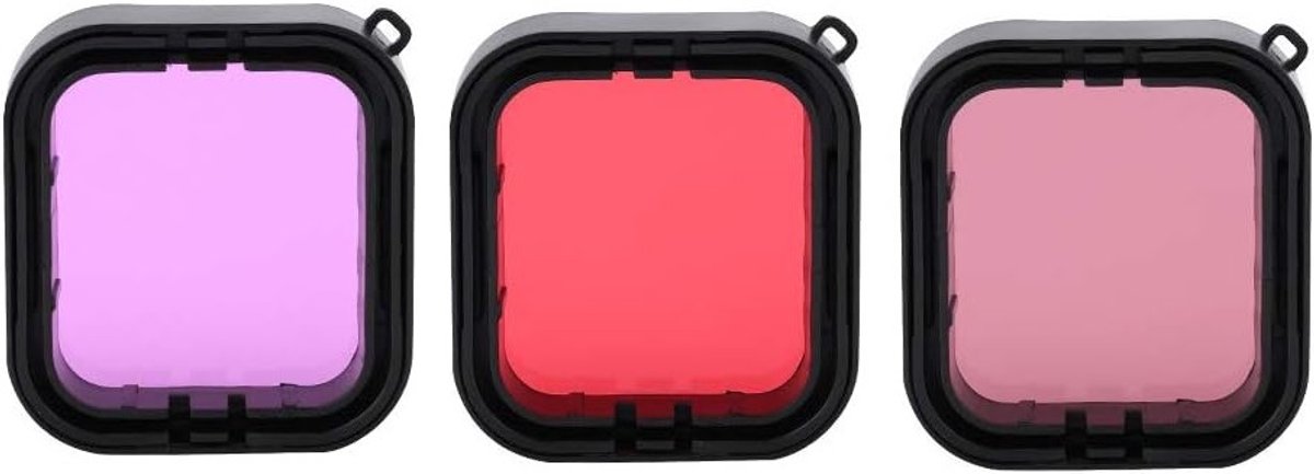Camera Filter Set voor Onderwaterfotografie, 3 Stuks, Rood en Paars, Geschikt voor Snorkelen en Duiken, Verbeter Kleur en Contrast
