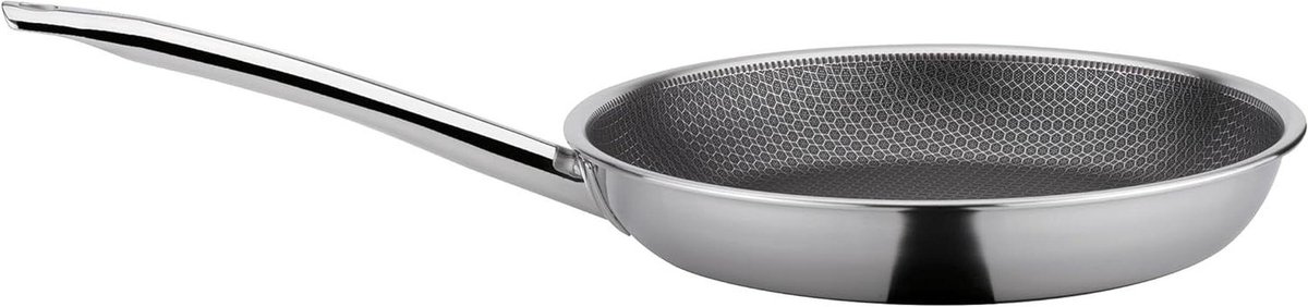 Koekenpan - Koekenpan met deksel Braadpan - Koken en bakken - PFAS-vrije antiaanbaklaag - Ø 24 cm - Zilver