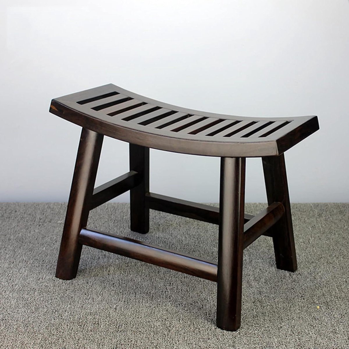 Houten Badkruk - Douchestoel Krukje - Veilig Douchen - Massief Hout - 40 x 25 x 29 cm - Zwart