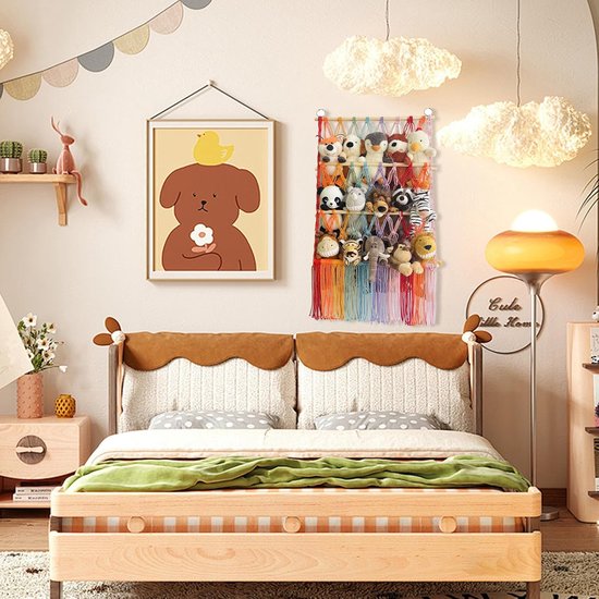 Knuffelnet Opbergnet - Speelgoedhouder Muur - Speelgoed Organiseren - 3-Laags Gelaagd Ontwerp - 90 x 50 cm - Niet gespecificeerd — afbeelding 2