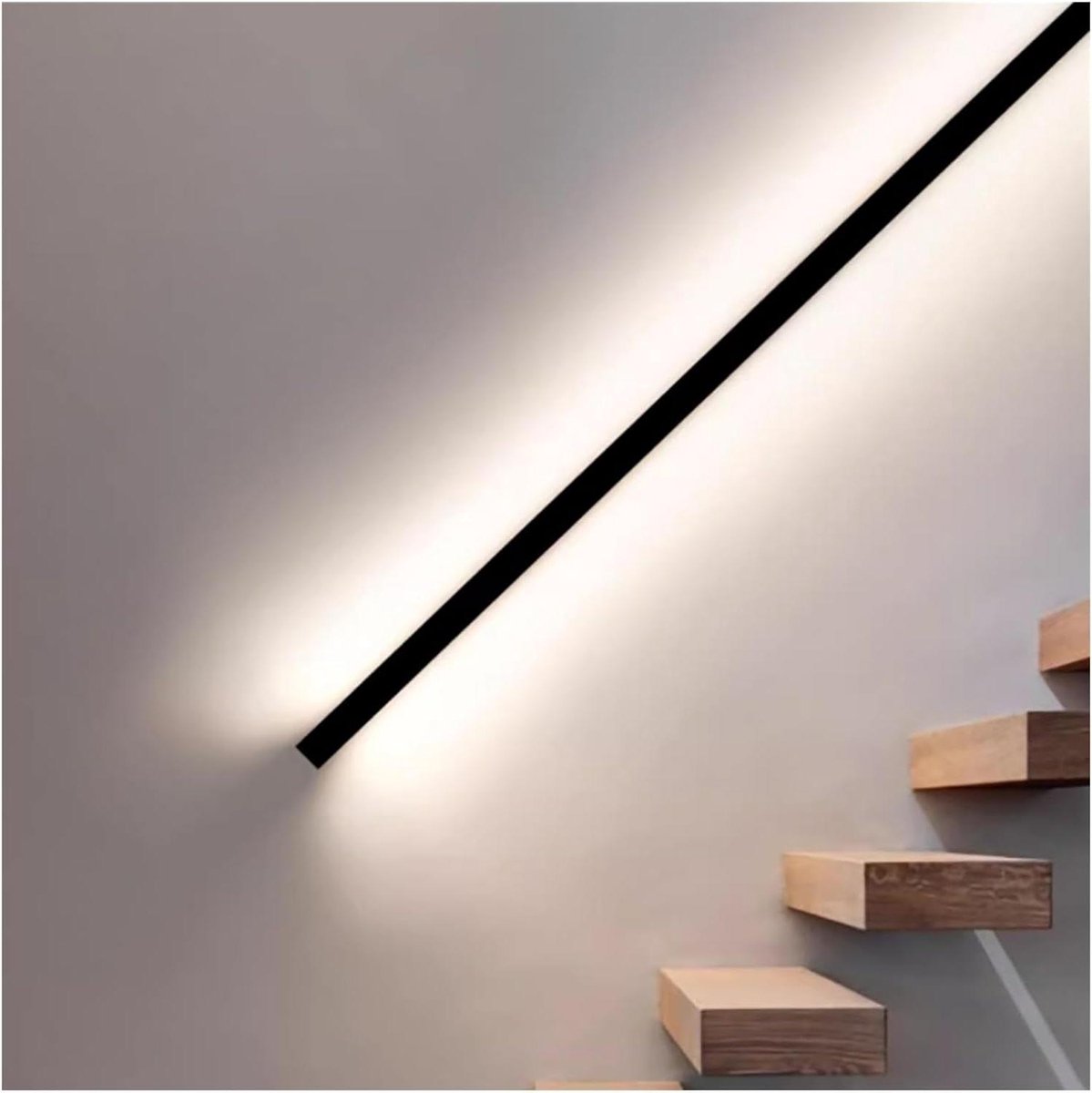 Verlichte Trapleuning - Led Wandlamp - Veilig Lopen - Aluminium Anti-corrosie - 60-150 cm - Mat Zwart