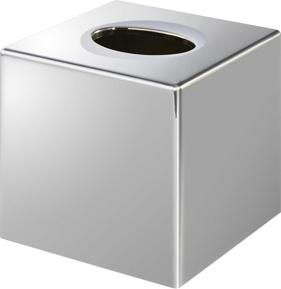 Famanu – Kubusvormige tissueboxhouder in chroom, voor standaard tissueboxen, 13 x 13 x 13 cm, ideaal voor hotelkamers en badkamers