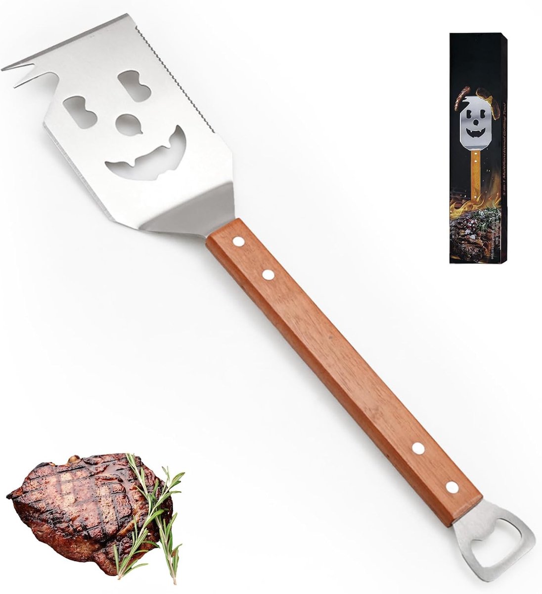 Barbecue gereedschapset - Barbecue Schep - Roestvrij Staal Grillschep voor Buiten Barbecue en Kamperen - Barbecue - 42.5x9.5cm - Grillschep voor Buiten Barbecue en Kamperen