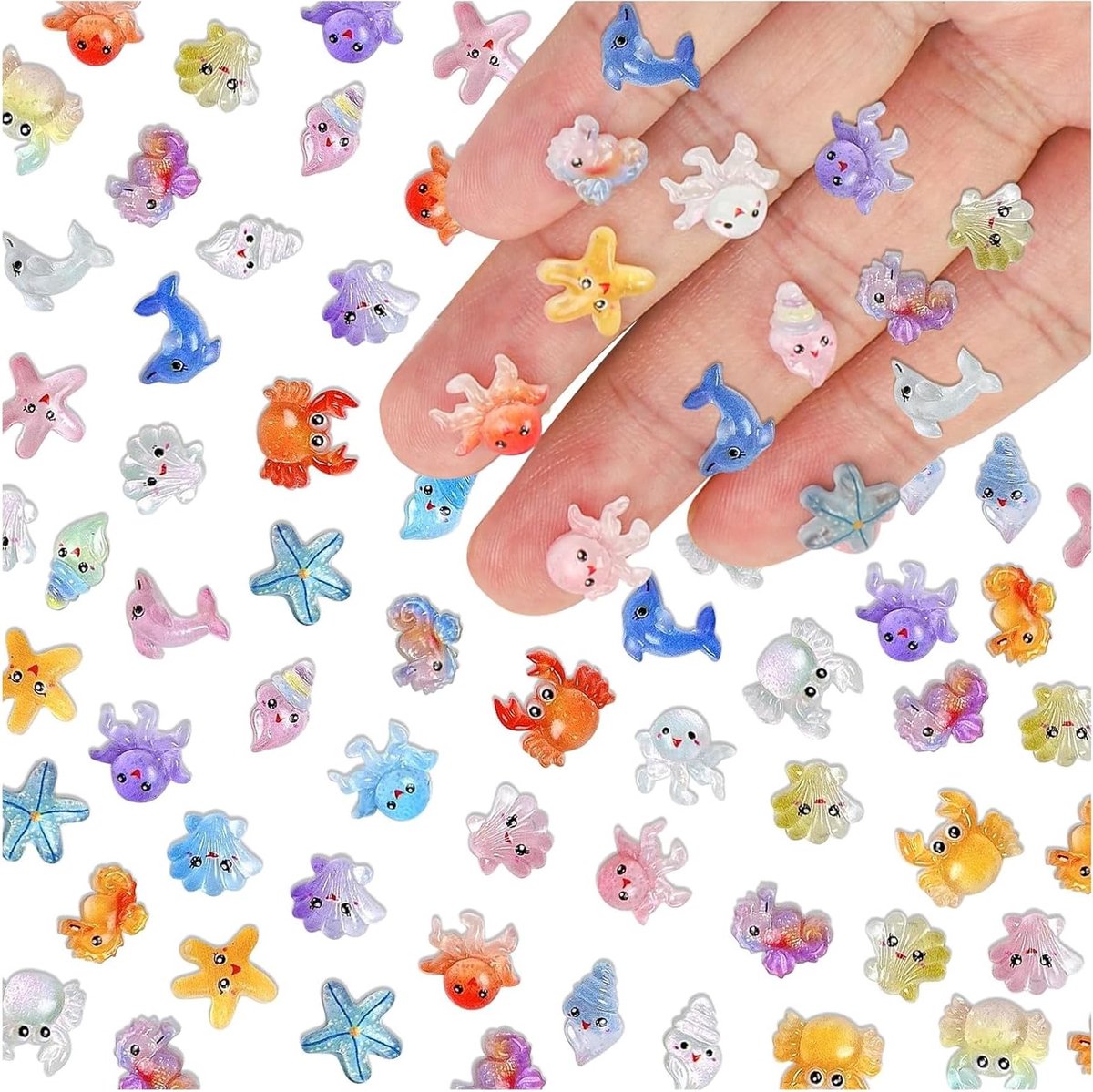 Miniatuur Zeewezens Figuren Set van 200 Stuks, Harz Decoratie, Zeemeerminnen en Dierfiguren voor Creatieve Projecten