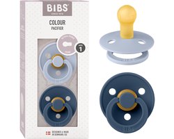 Bibs Colour Fopspeen - 0-6 mnd - 2-pack - Rond - Dusty Blue/Steel Blue
