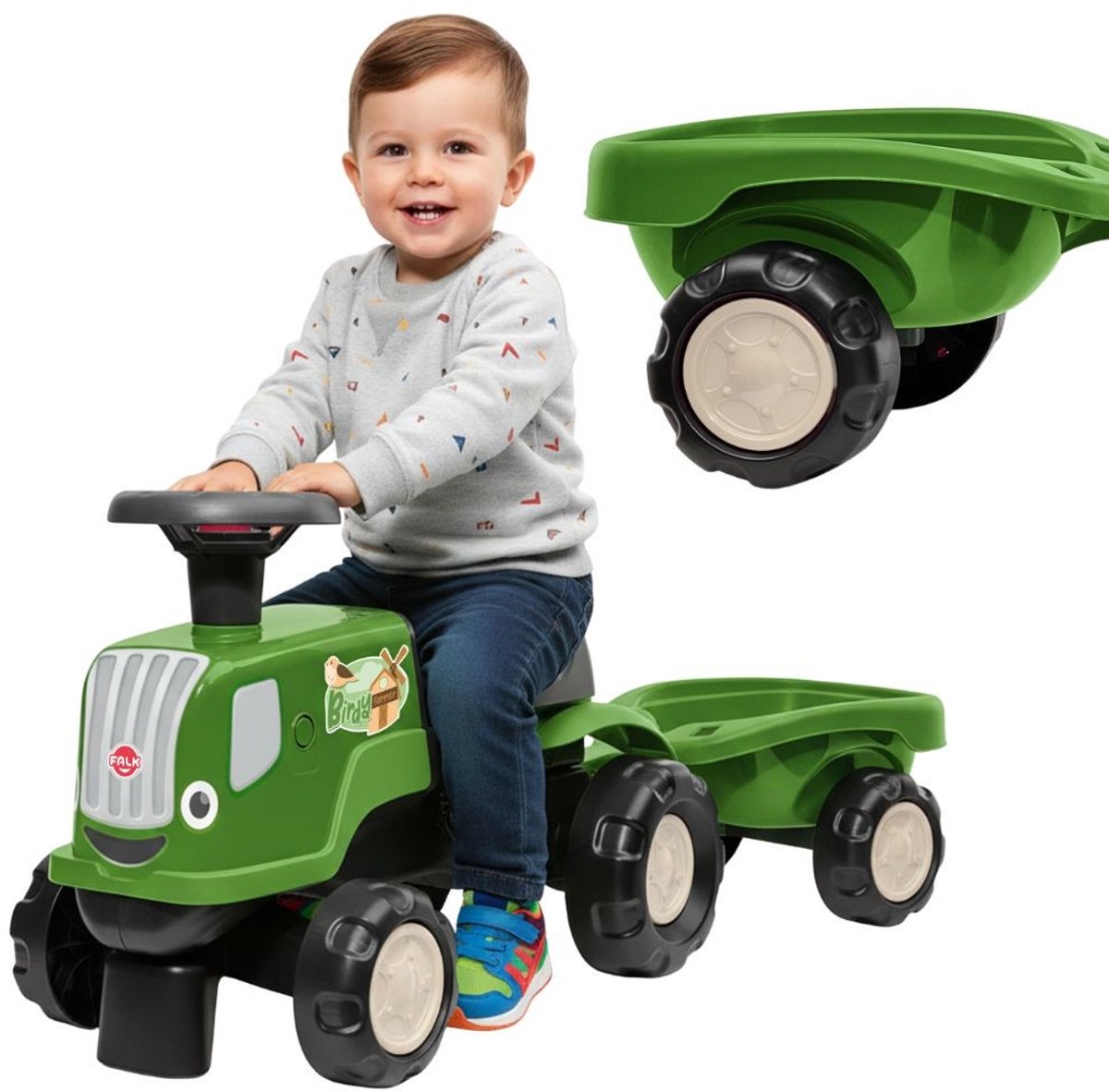 Falk Ride-on Tractor With Trailer Birdy Farm Green 1-3 Years - UNI