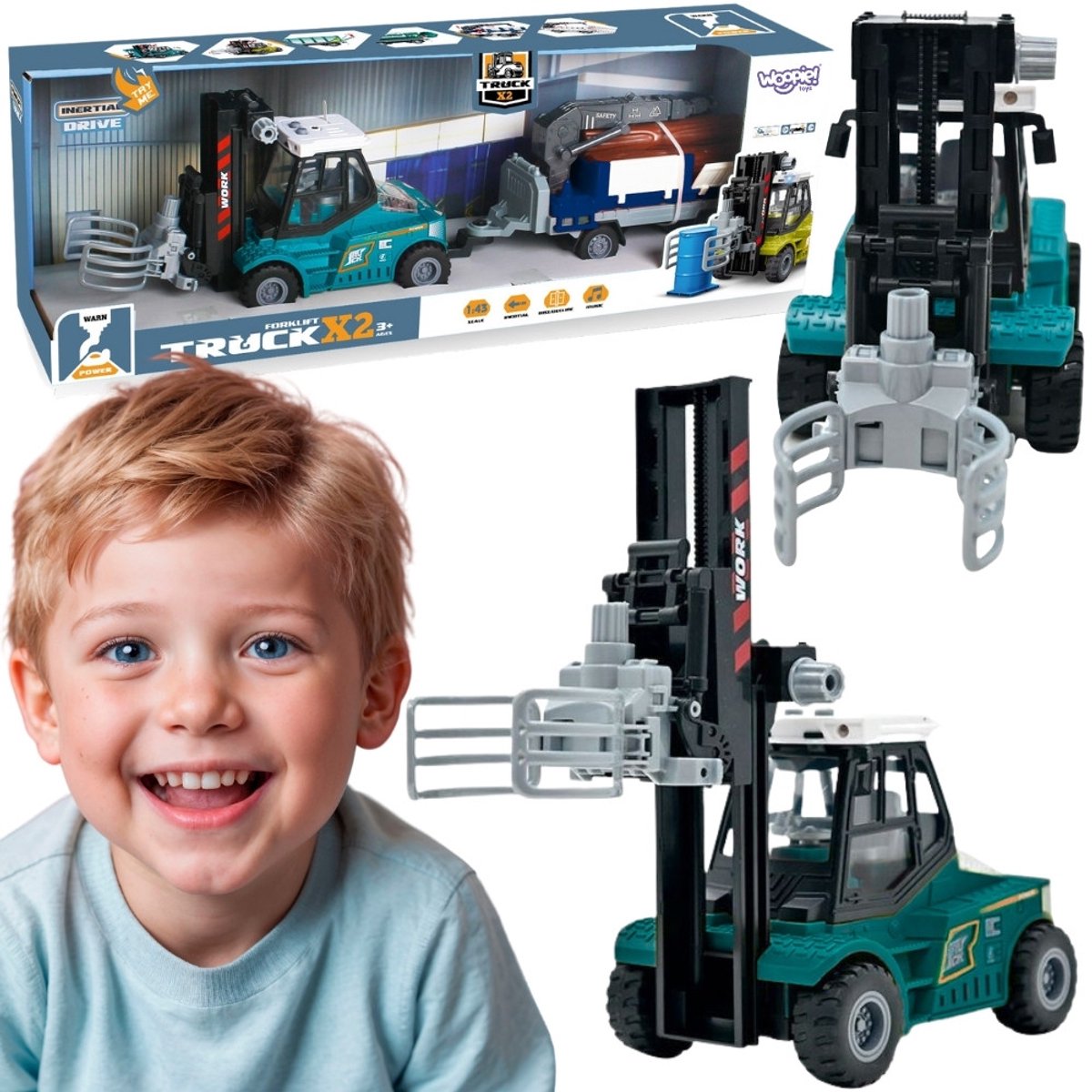 Woopie Vorkheftruck met Trailer, Geluid & Licht, 3+ Jaar