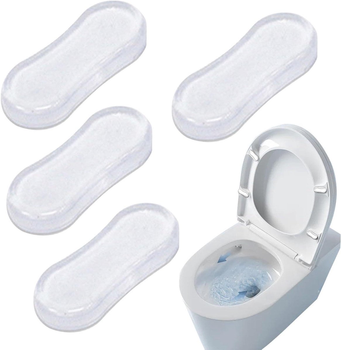 Rubberen Pads Toiletdeksel - Toiletbril Bumpers - Stabiliseren Toiletbril - Zelfklevend Siliconen - 17.5 x 16.5 cm - Transparant