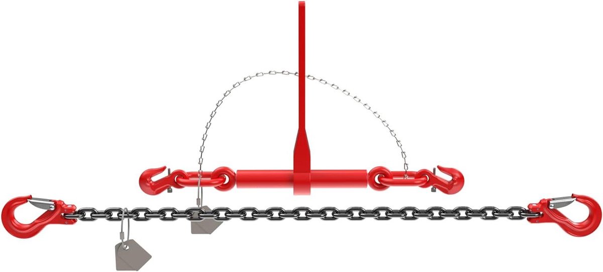 Sjorketting met Haak - Spanband Ketting - Lading Zekeren - Kwaliteitsklasse 8 - 2 meter - Zwart/Rood