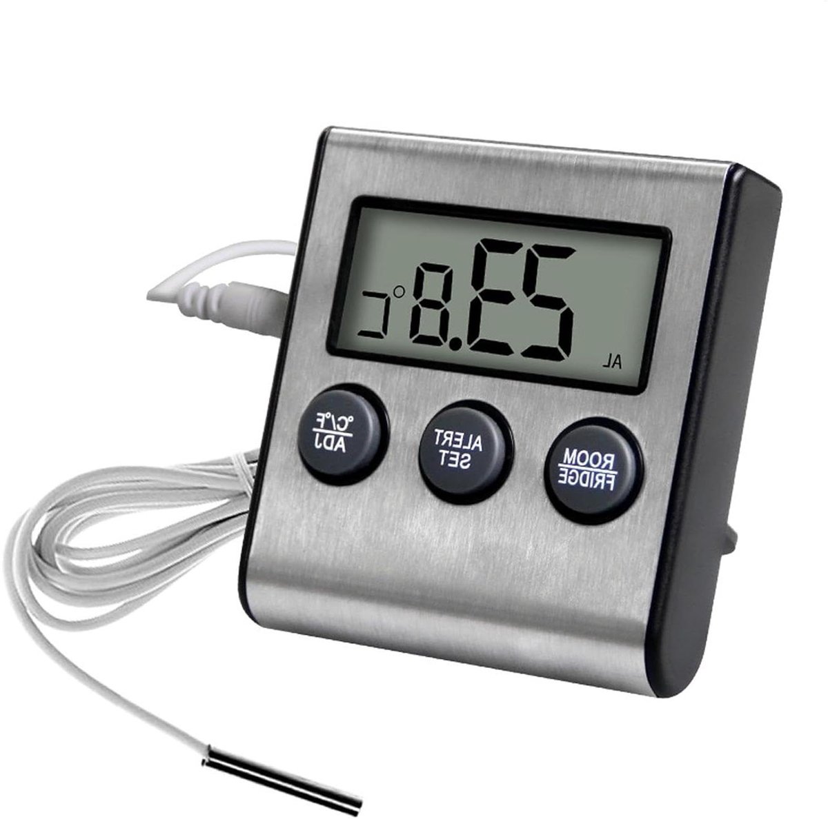 Koelkast Thermometer - Vriezer Alarm - Voedsel Veiligheid - Magnetische Sensor - 9 x 7 x 2.5 cm - Wit
