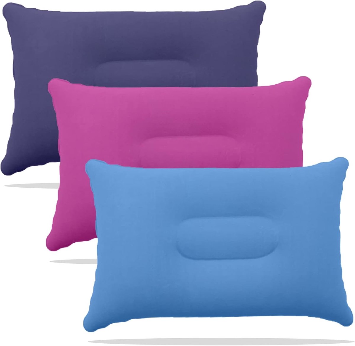 Opblaasbaar Kussen - Reiskussen - Kampeer Kussen Opblaasbaar - Kampeerkussen - Lichtgewicht En Snel Opblaasbaar - Kussen - Geschikt voor buiten - Lichtgewicht en draagbaar - Paars, Roze, Blauw - 3 Stuks - van Imperatoris