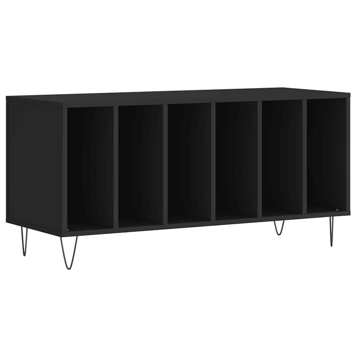 vidaXL - Platenkast - 100x38x48 - cm - bewerkt - hout - zwart