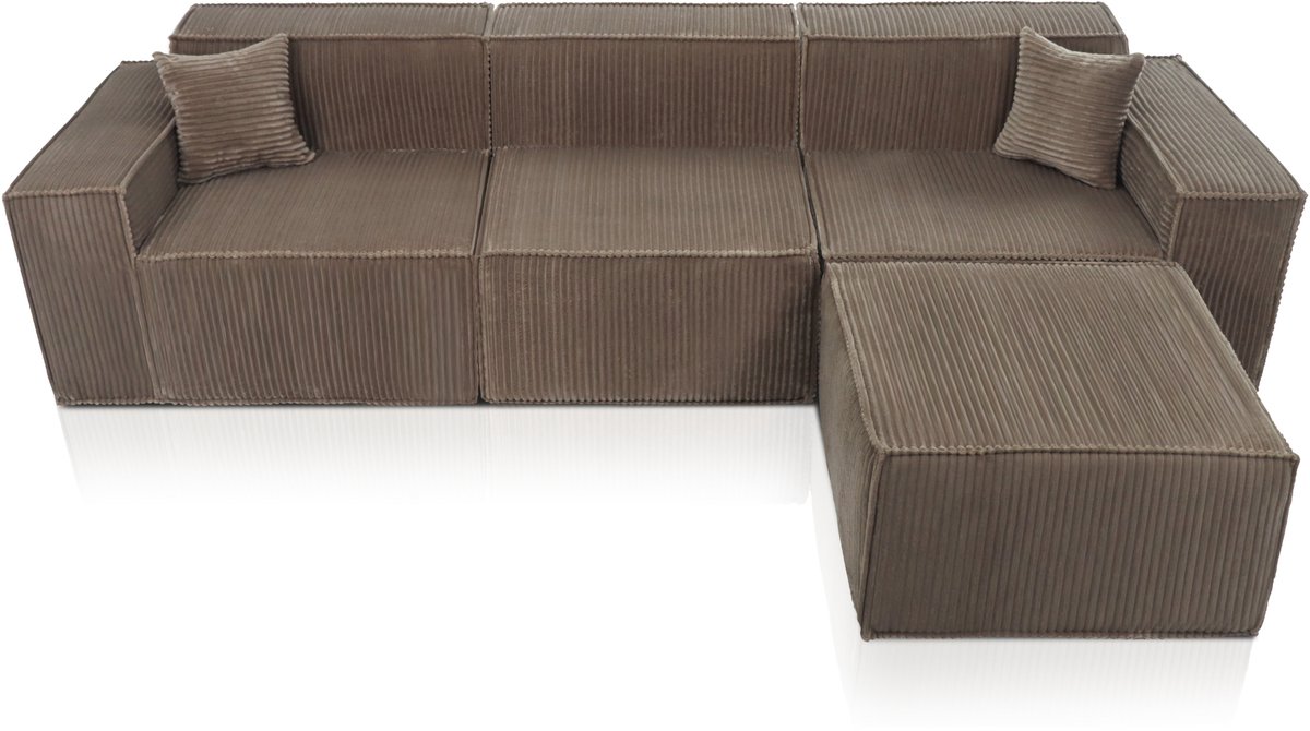Beat Hoekbank Ribstof Taupe