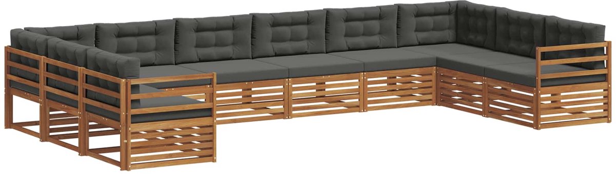 vidaXL Buiten - bank - set - 6 - st - 10-zits - Natuurlijk - en - Antraciet