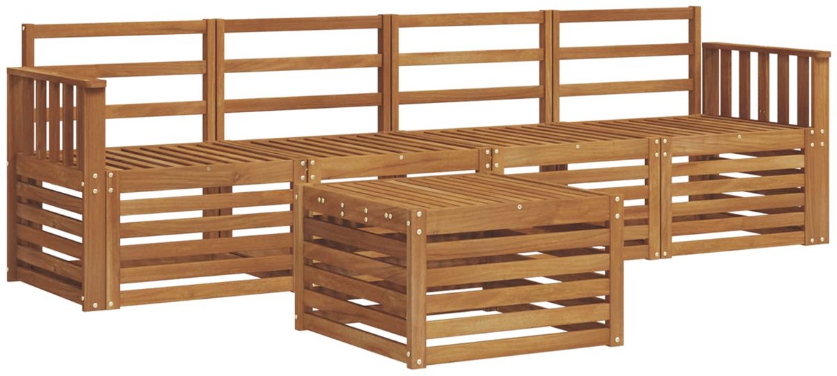 vidaXL Buiten - bank - set - 5 - st - Naturel - Massief - Acacia - Hout