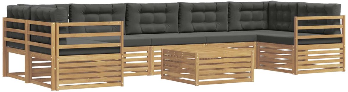 vidaXL Buiten - bank - set - 8 - st - 7-zits - Wit - en - antracietkleurig Wit en antracietkleurig