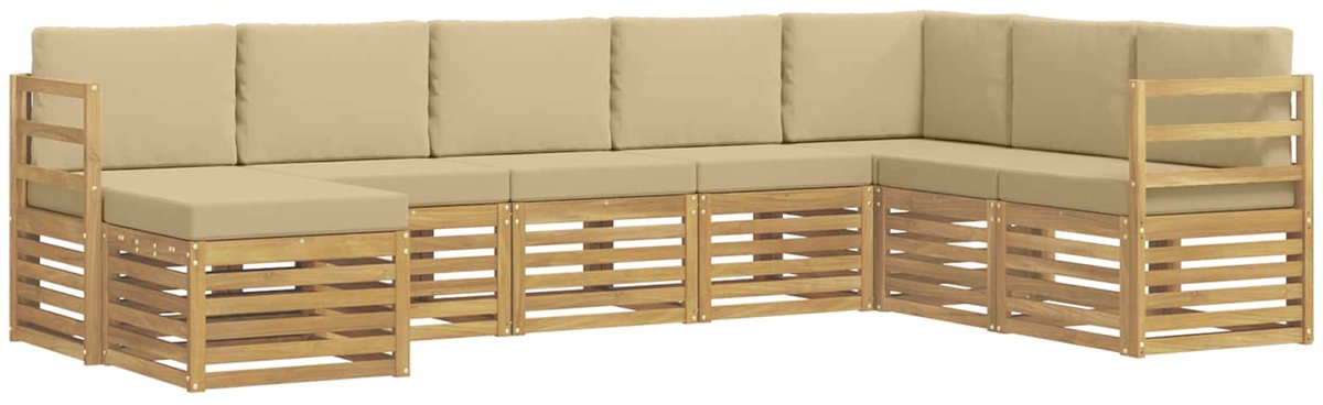 vidaXL Buiten - bank - set - 8 - st - 8-zits - Wit - en - Beige - Polyester Wit en Beige
