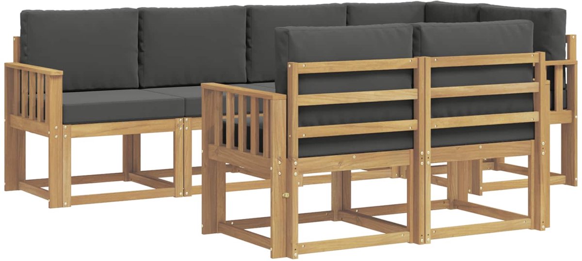 vidaXL Buiten - bank - set - 7 - st - 7-zits - Wit - en - antracietkleurig - Polyester Wit en antracietkleurig
