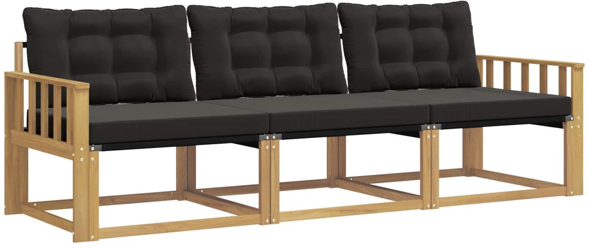 vidaXL Buiten - bank - set - 3 - st - Wit - en - zwart Wit en zwart