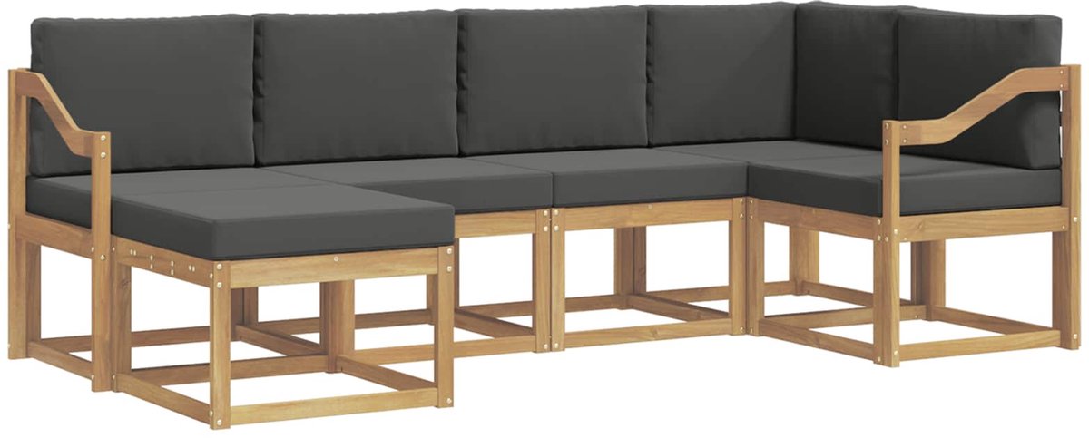 vidaXL Buiten - bank - set - 6 - st - 6-zits - Wit - en - antracietkleurig - Polyester Wit en antracietkleurig