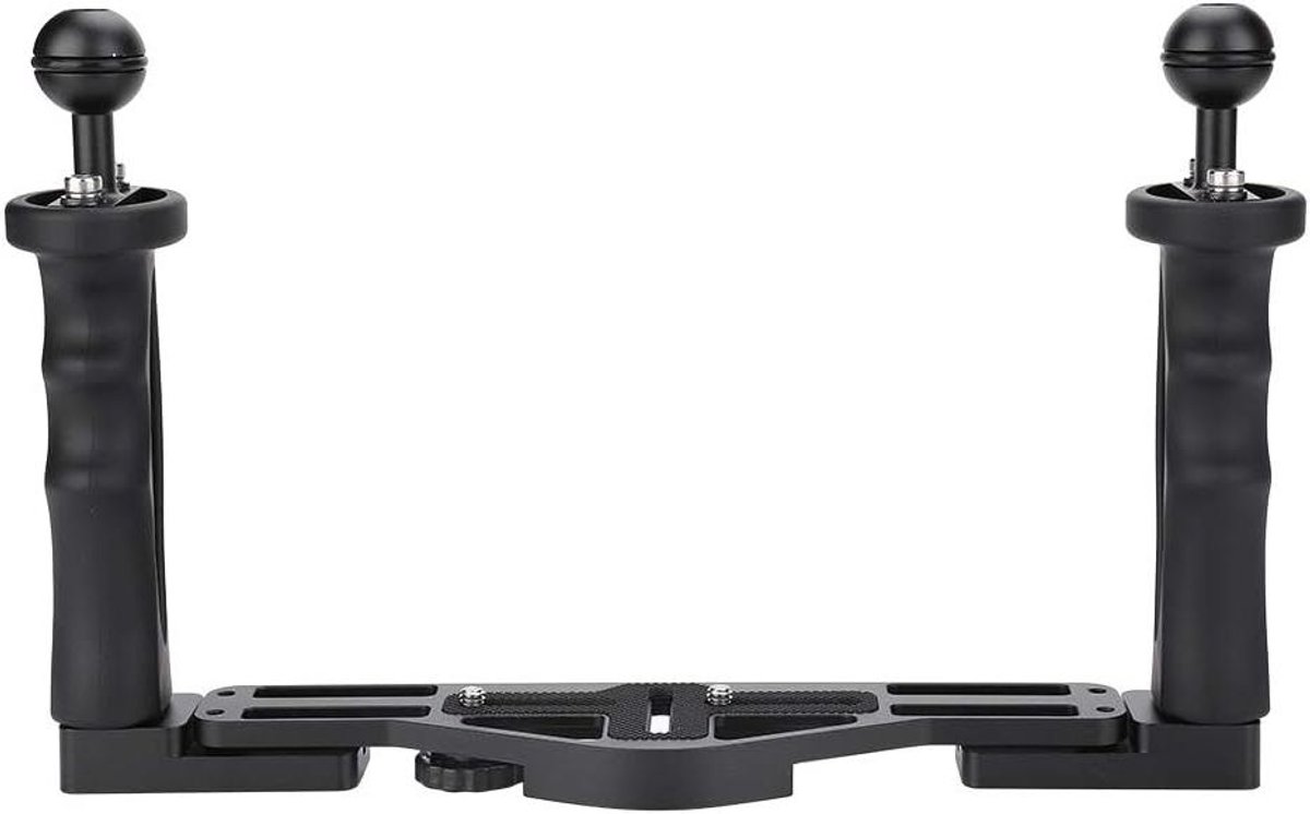 Dubbele Camera Handgreep - Onderwater Grip - Duikfotografie Stabiliseren - Aluminium Constructie - 28 x 18.5 cm - Zwart