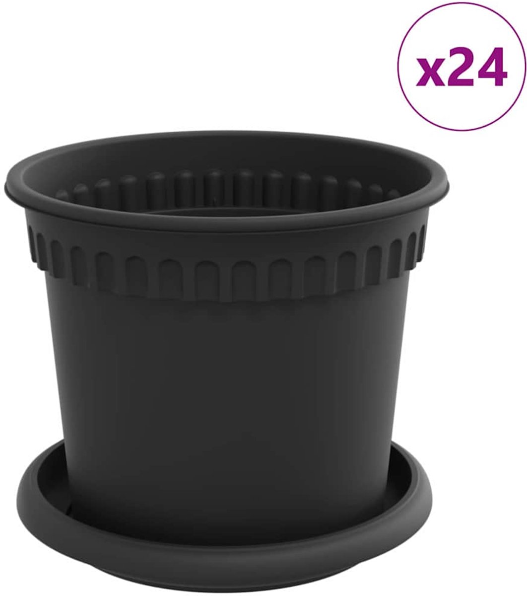 vidaXL Plantenpotten - 24 - st - Zwart - Kunststof