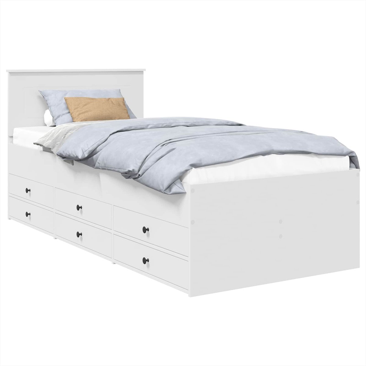 vidaXL Dagbed - met - lade - Wit - en - Zwart - 75 - x - 190 - cm - Bewerkt - hout