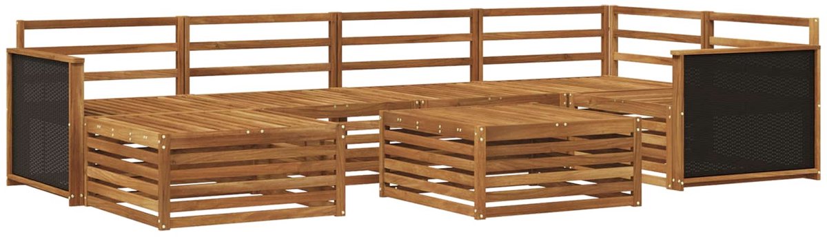 vidaXL Buiten - bank - set - 7 - st - 6-zits - Naturel - Massief - Acacia - Hout