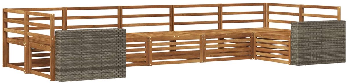 vidaXL Buiten - bank - set - 7 - st - 7-zits - Naturel - Massief - Acacia - Hout