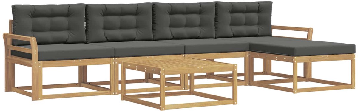 vidaXL Buiten - bank - set - 6 - st - 5-zits - Wit - en - antracietkleurig - Polyester Wit en antracietkleurig