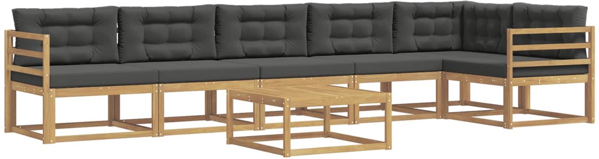 vidaXL Buiten - bank - set - 7 - st - 6-zits - Wit - en - antracietkleurig - Polyester Wit en antracietkleurig