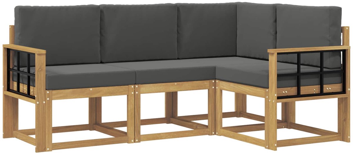 vidaXL Buiten - bank - set - 4 - st - 4-zits - Wit - en - antracietkleurig Wit en antracietkleurig