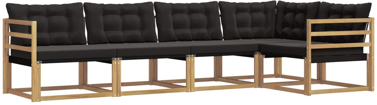 vidaXL Buiten - bank - set - 5 - st - Wit - en - zwart Wit en zwart