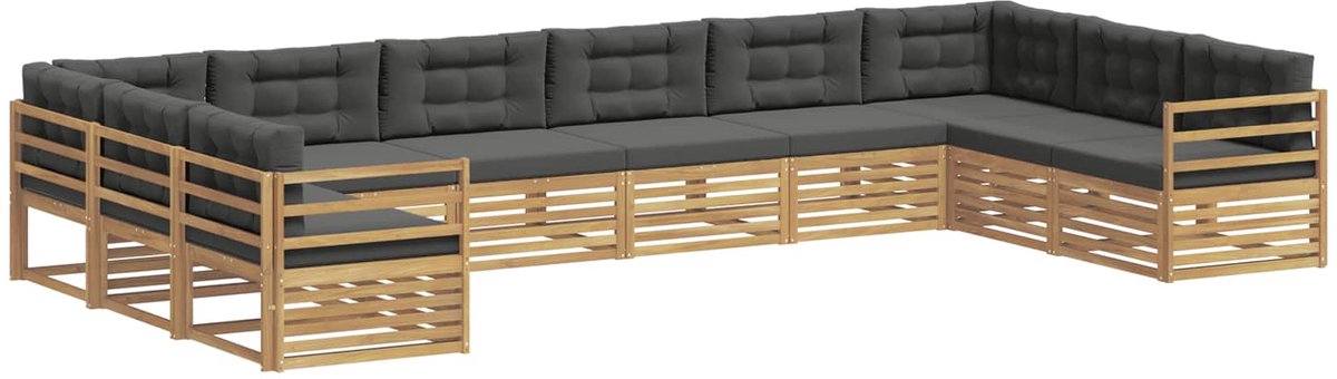 vidaXL Sofa-Sets - 10 - st - 10-zits - White - and - Anthracite - Polyester wit en antracietkleurig