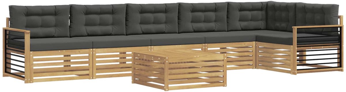 vidaXL Buiten - bank - set - 7 - st - 6-zits - Wit - en - antracietkleurig Wit en antracietkleurig