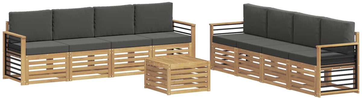 vidaXL Buiten - bank - set - 9 - st - Wit - en - antracietkleurig - Polyester Wit en antracietkleurig