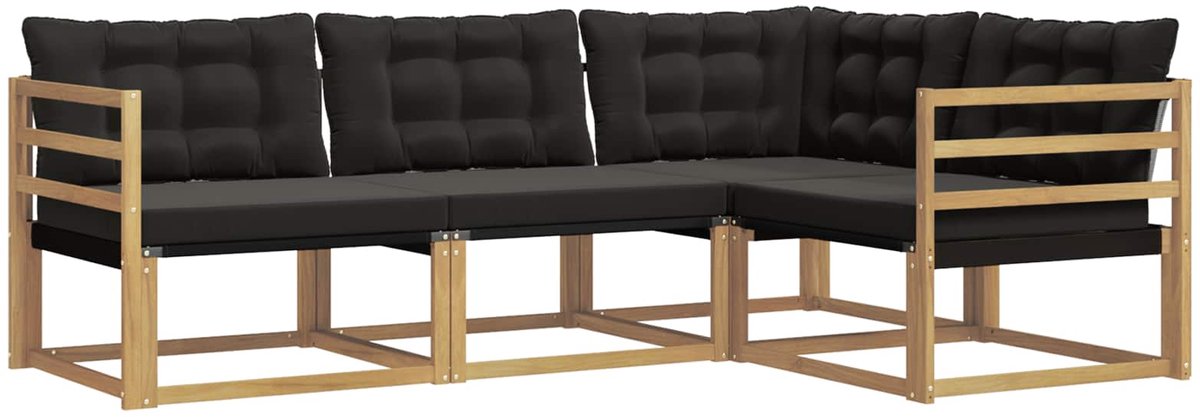 vidaXL Buiten - bank - set - 4 - st - Wit - en - zwart Wit en zwart
