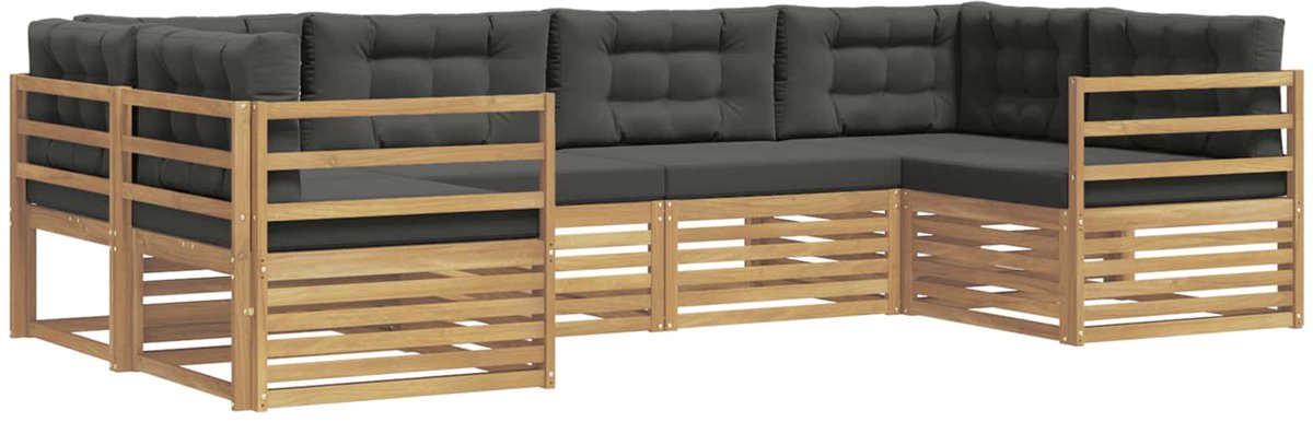 vidaXL Buiten - bank - set - 6 - st - 6-zits - Wit - en - antracietkleurig - Polyester Wit en antracietkleurig