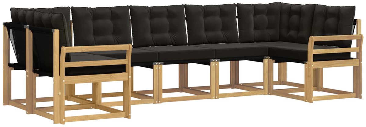 vidaXL Buiten - bank - set - 7 - st - 7-zits - Wit - en - zwart Wit en zwart