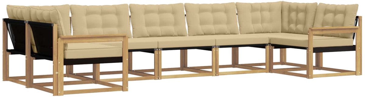 vidaXL Buiten - bank - set - 7 - st - 7-zits - Wit - en - Beige Wit en Beige