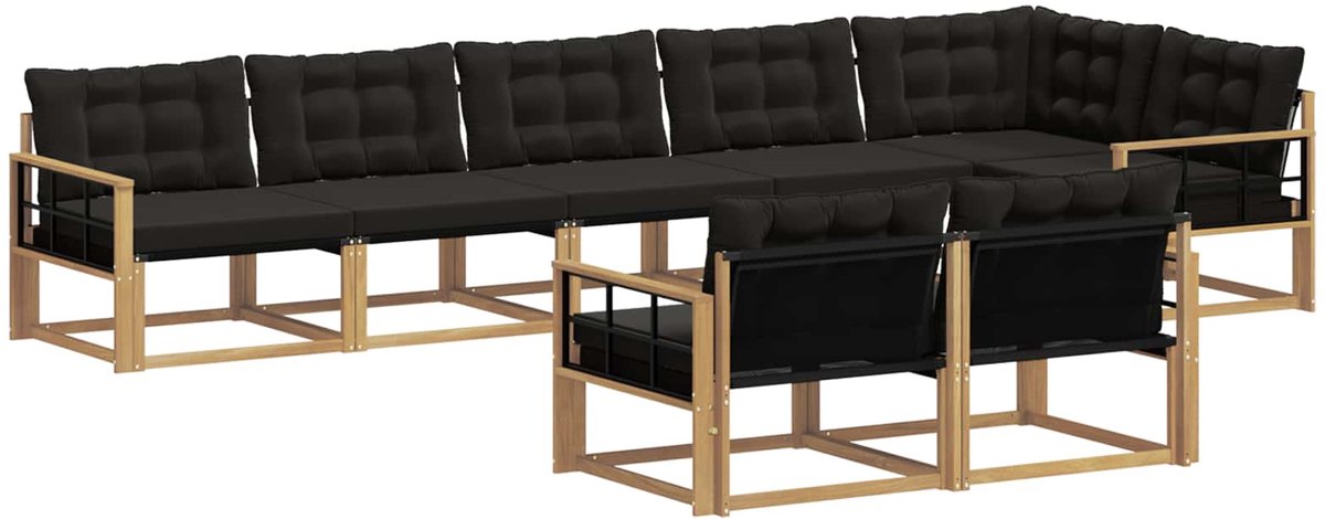 vidaXL Buiten - bank - set - 8 - st - 8-zits - Wit - en - zwart Wit en zwart