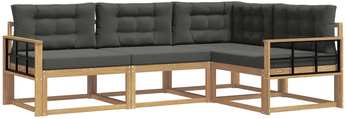 vidaXL Buiten - bank - set - 4 - st - Wit - en - antracietkleurig Wit en antracietkleurig